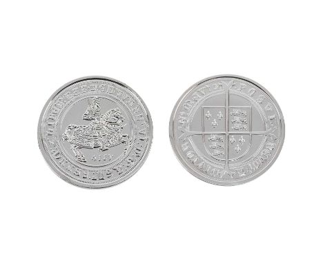 Gold proof REPLICA of Edward VI 1551 silver crown in 91.6% gold with Rhodium finish, weight 4.1gms Comprising a 22ct London M