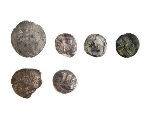 Celtic silver coins (x6) Six coins mostly small quarter slater types. Identified by a collector but we cannot guarantee all a