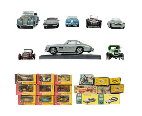 Boxed Diecast Model Cars and Motorcycles etc. Various 1:43 scale model sports cars by Atlas, Motor Museum etc., includes Asto