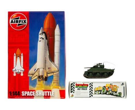 Aifix Space Shuttle / Kovap Zetor Clockwork Tractor and Trailer  Lot comprises:An Airfix 1:144 un-made sealed kit of the Spac