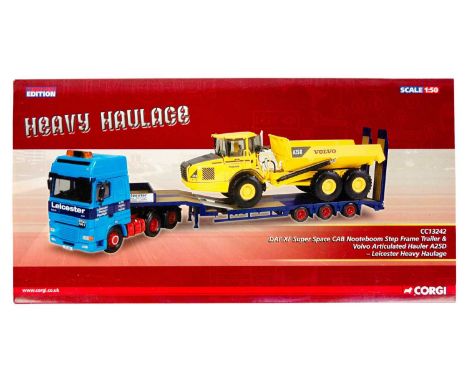 Diecast Commercial Vehicle by Corgi - Leicester Heavy Haulage Comprises heavy haulage CC13242 DAF XF Super Space CAB Nooteboo