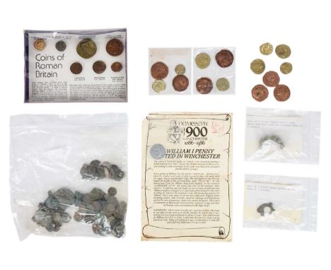 Metal Detecting Finds etc. A bag of mainly Roman coins - generally in poor condition.  A second bag of mostly hammered silver