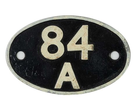 Alloy Oval "84A" Plymouth Engine Shed Plate An oval "84A" - Plymouth (Laira) shed plate in un-restored condition.The back of 