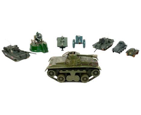Military Models Diecast / Tinplate (x7) A mixed lot comprising Polistil Chieftain MK-3 Tank x2, Solido Vehicule Blinde Reconn