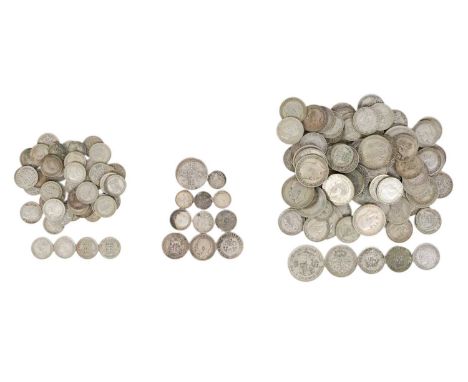 GB pre 1920 and pre 1947 silver coinage.  Total £6.58  Comprising:37 pence of pre 1920 silver coins£6.21 of pre 1947 silver c