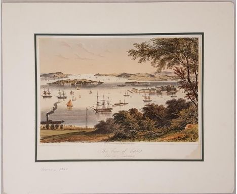 Large original coloured lithograph of “The Cove of Cork from Above Queenstown”. Lithographed by Newman of London. C. 1860. Mo
