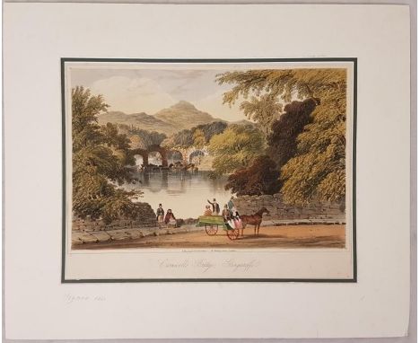 Large original coloured lithograph of “Cromwell’s Bridge, Glengariffe”. Newman &amp; Co. C. 1860. Mounted. 