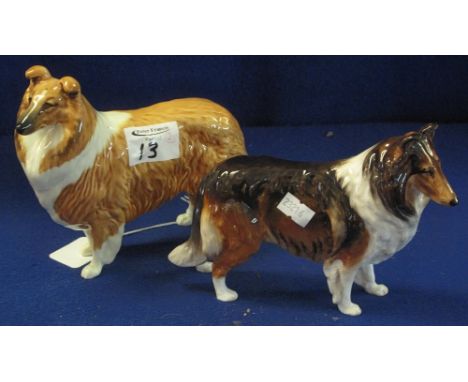 Beswick china sheepdog, 'Lochinvar of Lady Park', printed and painted marks, together with another: Royal Doulton 'Lassie' ty