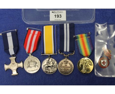 Reproduction First World War, Second World War and other medals, together with British Red Cross county of Warwick enamel bad