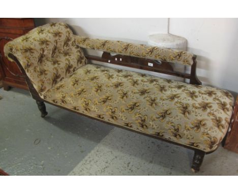 Edwardian mahogany button back upholstered chaise lounge.(B.P. 24% incl. VAT)