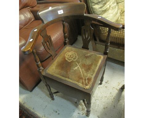 Edwardian stained mahogany commode corner chair.(B.P. 24% incl. VAT)