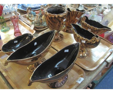 Two trays of Beswick Pottery gilded items to include: pedestal planters and vases. (2)(B.P. 24% incl. VAT)