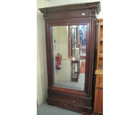 Victorian mahogany mirror door wardrobe with barley twist moulded and foliate decoration.(B.P. 24% incl. VAT)