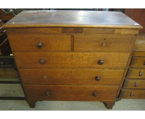 19th Century oak straight front chest of two short and three long drawers on bracket feet.(B.P. 24% incl. VAT)