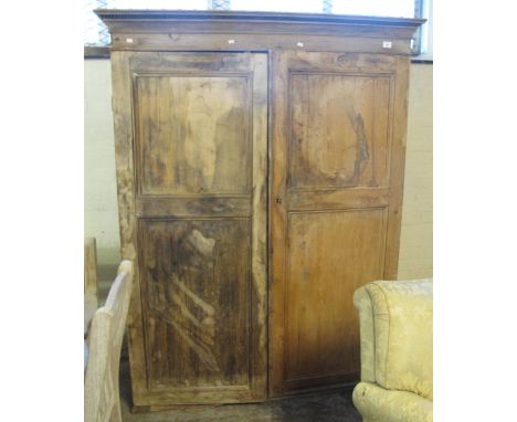 Late 19th/early 20th Century pine two door wardrobe.(B.P. 24% incl. VAT)