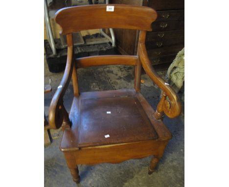 19th Century stained mahogany bar back farmhouse commode armchair.(B.P. 24% incl. VAT)