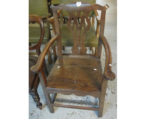 Late 18th/early 19th Century Welsh oak, Chippendale style farmhouse elbow chair.(B.P. 24% incl. VAT)