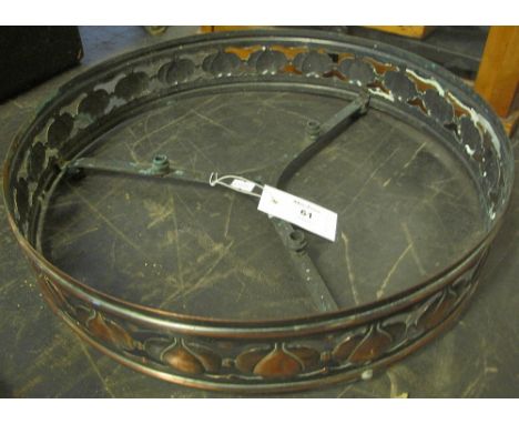Oxidised metal Art Nouveau design ceiling light fitting, frame only.(B.P. 24% incl. VAT)