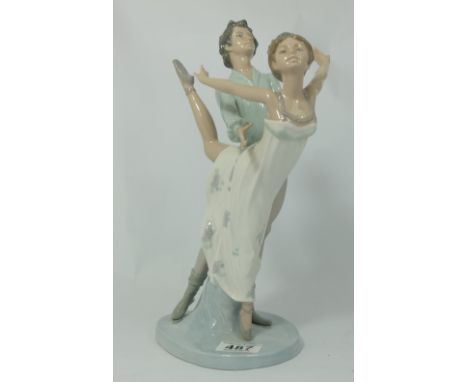 Nao large figure of man & woman ballet dancing, height 33cm