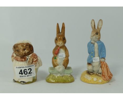 Beswick Beatrix Potter figures Mrs Tiggywinkle Bp-9b, Peter and the red pocket handkerchief Bp-10 and Fierce Bad Rabbit BP-3 