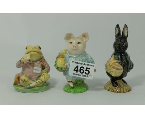 Beswick Beatrix Potter figures Jeremy Fisher Bp-10a, Little Pig Robinson Bp-3b and Little Black Rabbit Bp-6 (3)