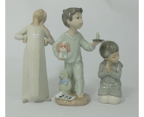 Nao children figures Boy with lantern "Night Lite", Girl Praying and lady in nightgown matte, (3)