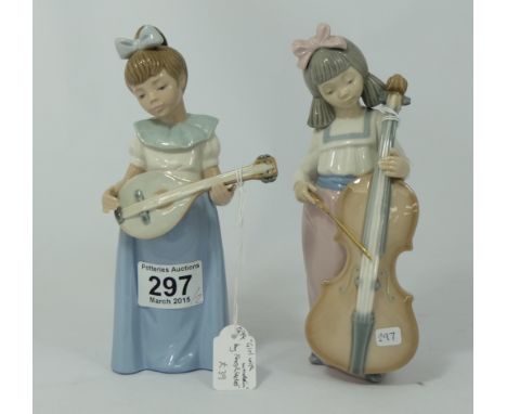 Nao figures Girl playing Cello and Girl playing Mandolin, height 19.5cm (2)