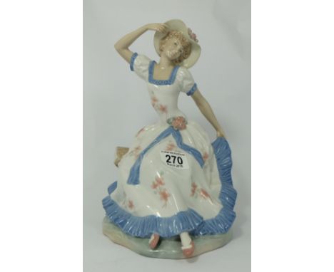 Nao large figure of a seated lady with  flowery dress, height 31cm