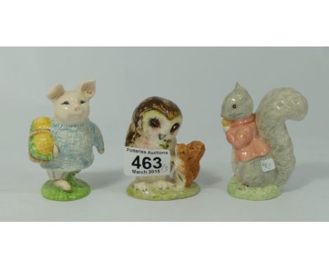 Beswick Beatrix Potter figures Little Pig Robinson Bp-10b, Timmy Tiptoes Bp-6 and Old Mr Brown Bp-10a (3)