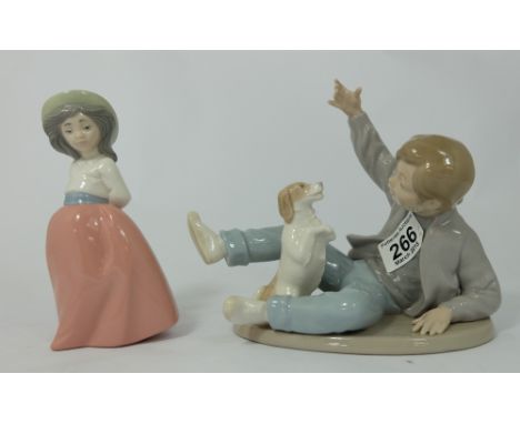 Nao figures of Boy playing with dog and Girl standing with hat  (2)