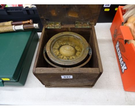 An antique ship's gimbal compass