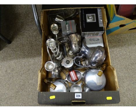 A box of good EP, Picquot tea service, etc