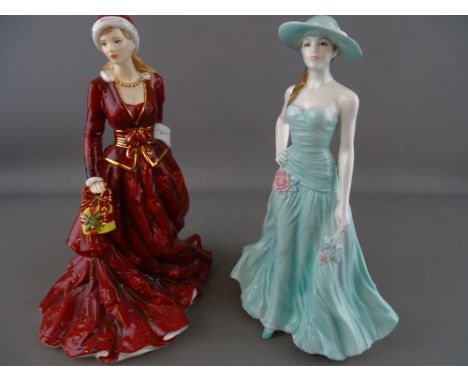 Royal Doulton figurine 'Mistletoe &amp; Wine' and Royal Worcester figurine 'Serena'