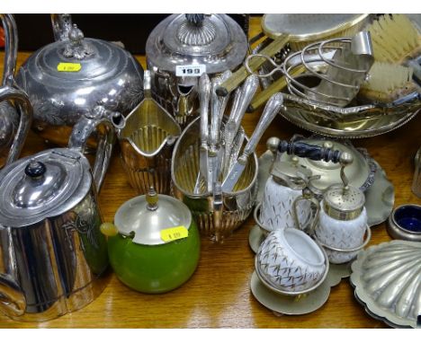 Three piece electroplate tea service and a large parcel of similar items