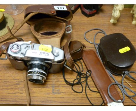 Vintage cased camera PAX Ruby, Wester Master III lighting meter etc