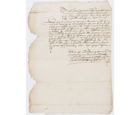 Scotland.- Campbell (Colin, sixth Earl of Argyll, magnate, c. 1542-1584) Document relating to the Earl of Argyll, manuscript 