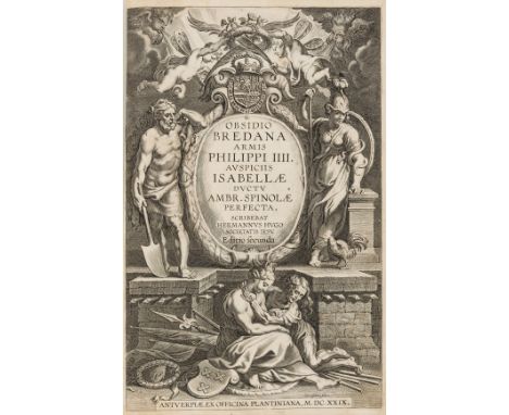 Plantin.- Siege of Breda.- Hermannus (Hugo) Obsidio Bredana armis Philippi IIII, second edition, fine engraved allegorical ti