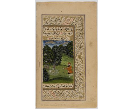 Persian poetry.- Mughal School (probably early 20th century) Two miniatures illustrating Saadi Shirazi's 'The Flower Garden',