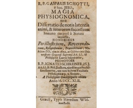 NO RESERVE Schott (Gaspar) Magia physiognomica sive dissertatio de notis latentis animi, &amp; futurorum successuum humano co