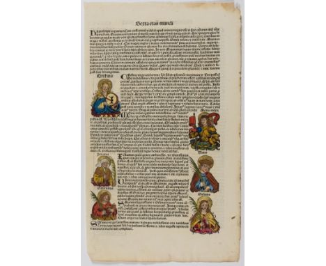 Early printed leaves.- [Schedel (Hartmann)] Four leaves from the Liber Chronicarum, or Nuremberg Chronicle, including CCII, C