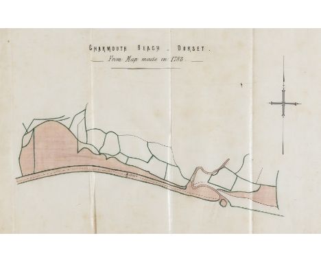 NO RESERVE Dorset, Charmouth.- Charmouth Beach - Dorset. From Map Made in 1783, folding pen and ink with watercolour wash map