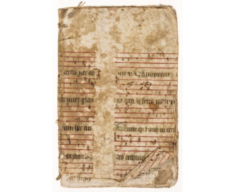 Marriage.- Compendium tractatus de matrimonio, manuscript in French, 144pp., browned, bound in the remains of a medieval musi