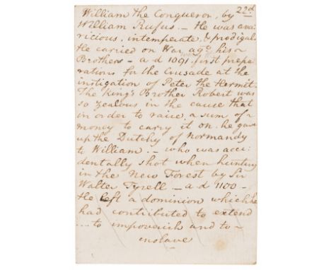 NO RESERVE History of Kings and Queens of England.- [Question cards for children on English royal history], manuscript, 55 si