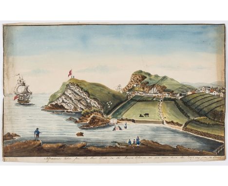NO RESERVE South West England.- Naïve School (early 19th century) East View of Ilfracombe from Heilisborough Hill; Ilfracombe