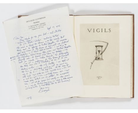 NO RESERVE Cleverdon (Douglas).- Sassoon (Siegfried) Vigils, number 8 of 272 copies signed by the author from an edition limi