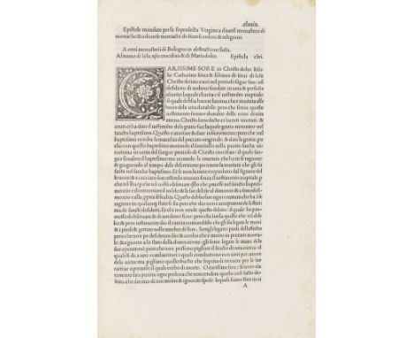 Aldine.- Catherine of Siena (Saint) Epistole devotissime, Roman type, woodcut decorative and historiated initials, final f. c