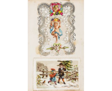 NO RESERVE Scrap Album.- A collection of Victorian scraps, Christmas &amp; Valentine cards etc., printed in colours, a few he