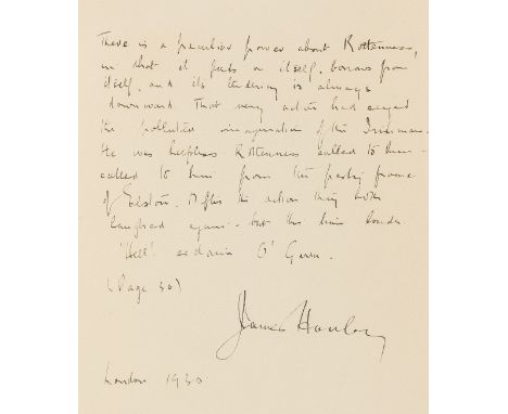 Hanley (James) The German Prisoner, with an Introduction by Richard Aldington, first edition, one of 500 copies signed by the