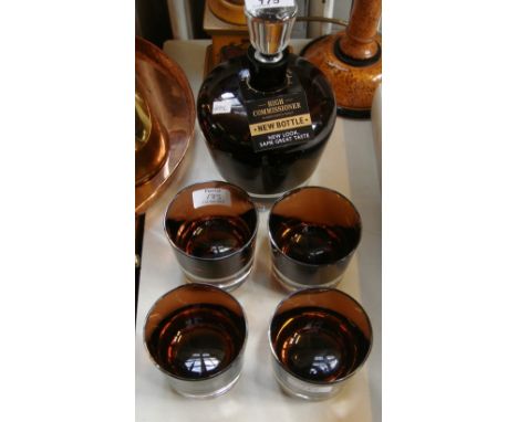 A contemporary five piece decanter service, produced for High Commissioner Scotch Whisky.