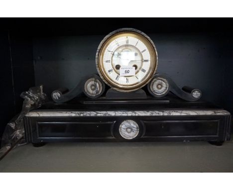 A good quality Victorian marble and slate mantel clock, complete with pendulum and key. CONDITION REPORT: There is a chip out
